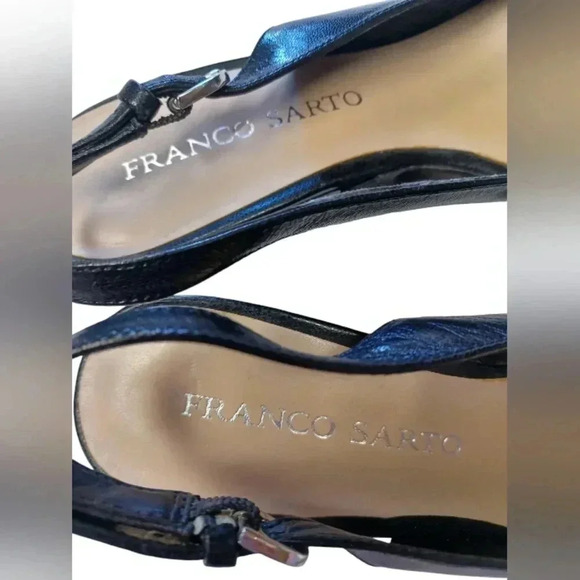 Franco  Sarto Black Leather Slingback Wedge Shoes Size 7.5M - Picture 7 of 8
